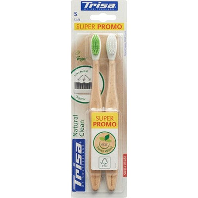 TRISA Natural Clean Holzzahnbürste soft DUO - COSMONDO