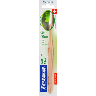 TRISA Natural Clean Holzzahnbürste medium - COSMONDO