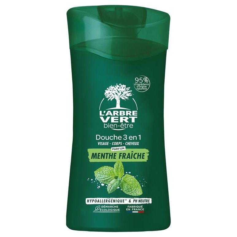 L'ARBRE VERT Duschcreme 3in1 Mann Minze Französisch - COSMONDO