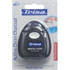 TRISA Zahnseide Active Clean Charcoal 40m mi Xylit - COSMONDO