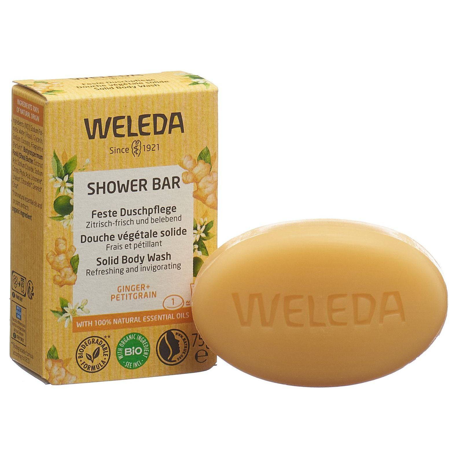 WELEDA Feste Duschpflege Ginger+Petitgrain - COSMONDO