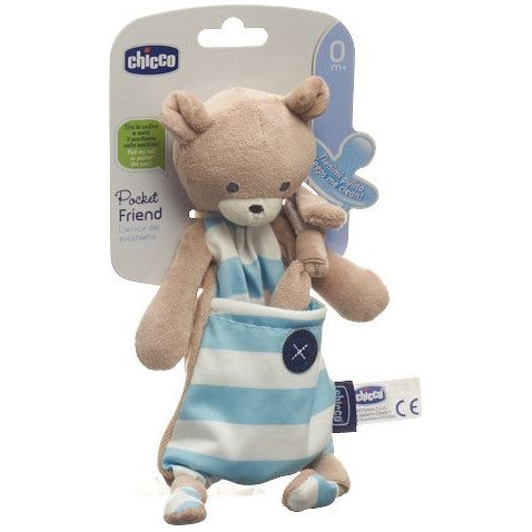 CHICCO POCKET FRIENDS Schnullerhalter Boy 0m+ - COSMONDO