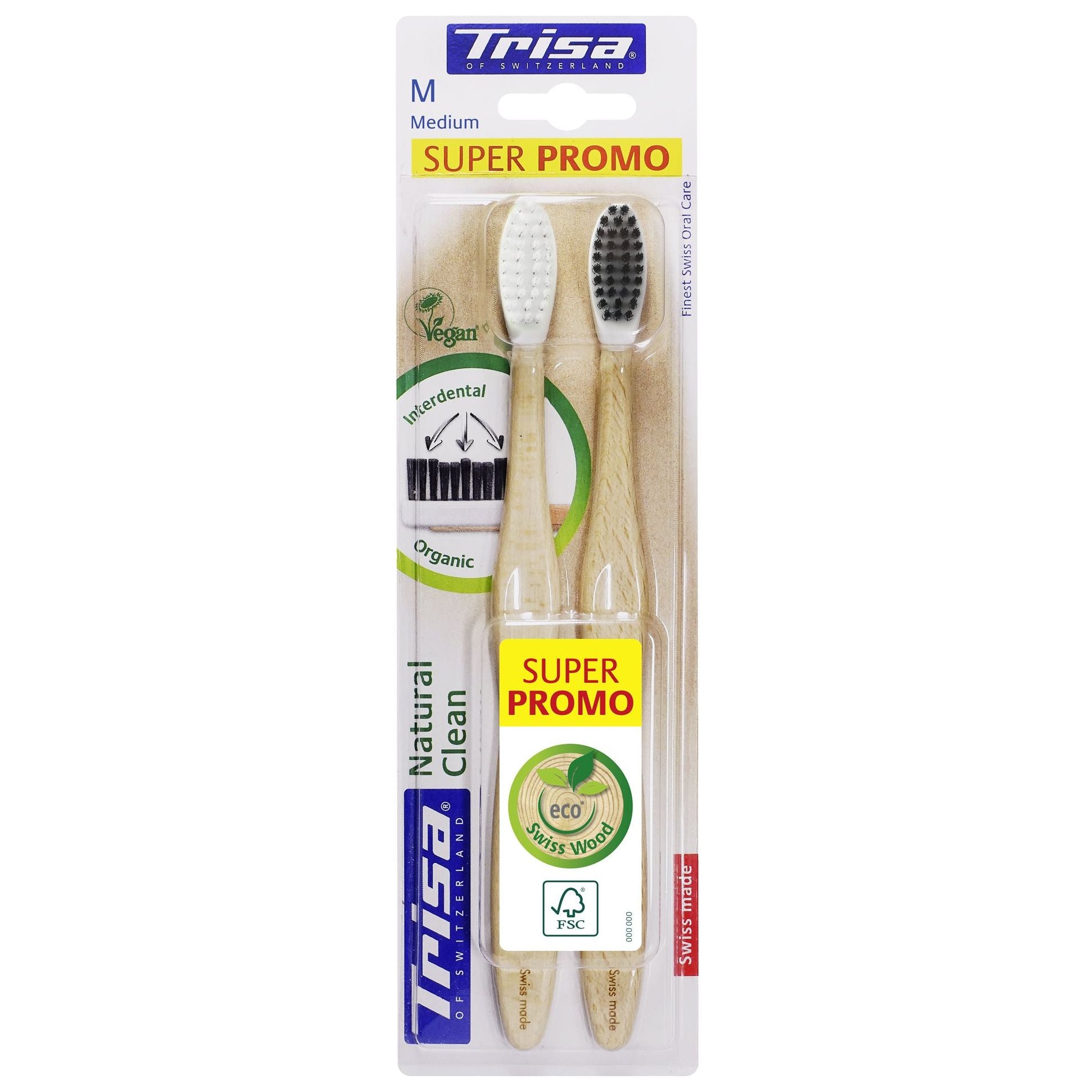 TRISA Natural Clean Holzzahnbürste medium - COSMONDO