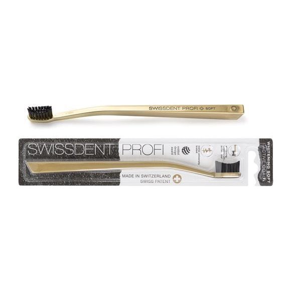 SWISSDENT Whitening Zahnbürste Aktivkohle Bor gold - COSMONDO