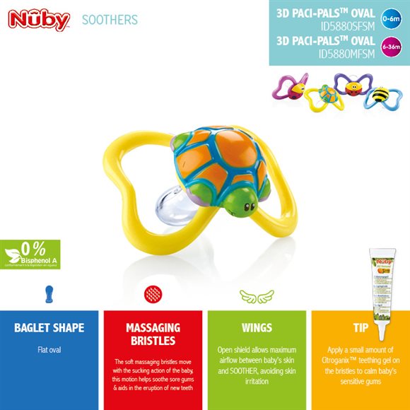NUBY Nuggi Paci-Pals oval Silikon Noppen 6-36 - COSMONDO