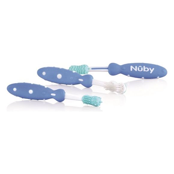 NUBY Zahnputztrainer 3 Stages BLAU - COSMONDO
