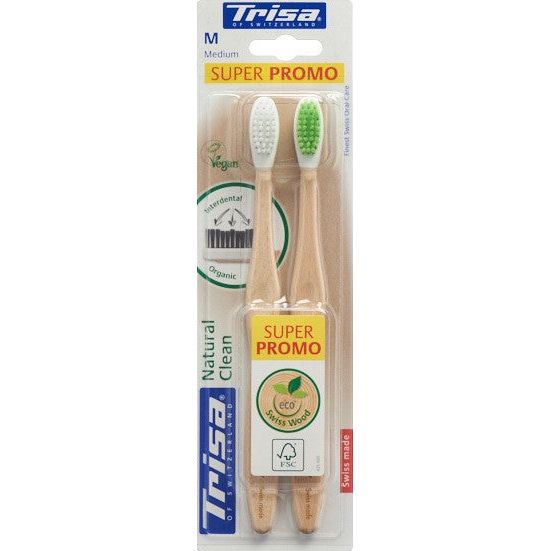 TRISA Natural Clean Holzzahnbürste medium - COSMONDO