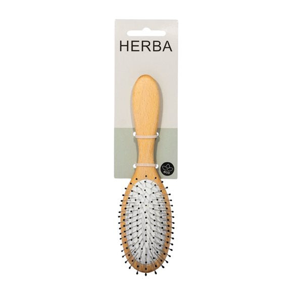 HERBA Haarbürste Metallstifte oval Buchenholz - COSMONDO