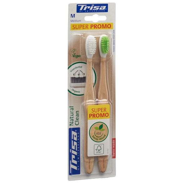 TRISA Natural Clean Holzzahnbürste medium - COSMONDO